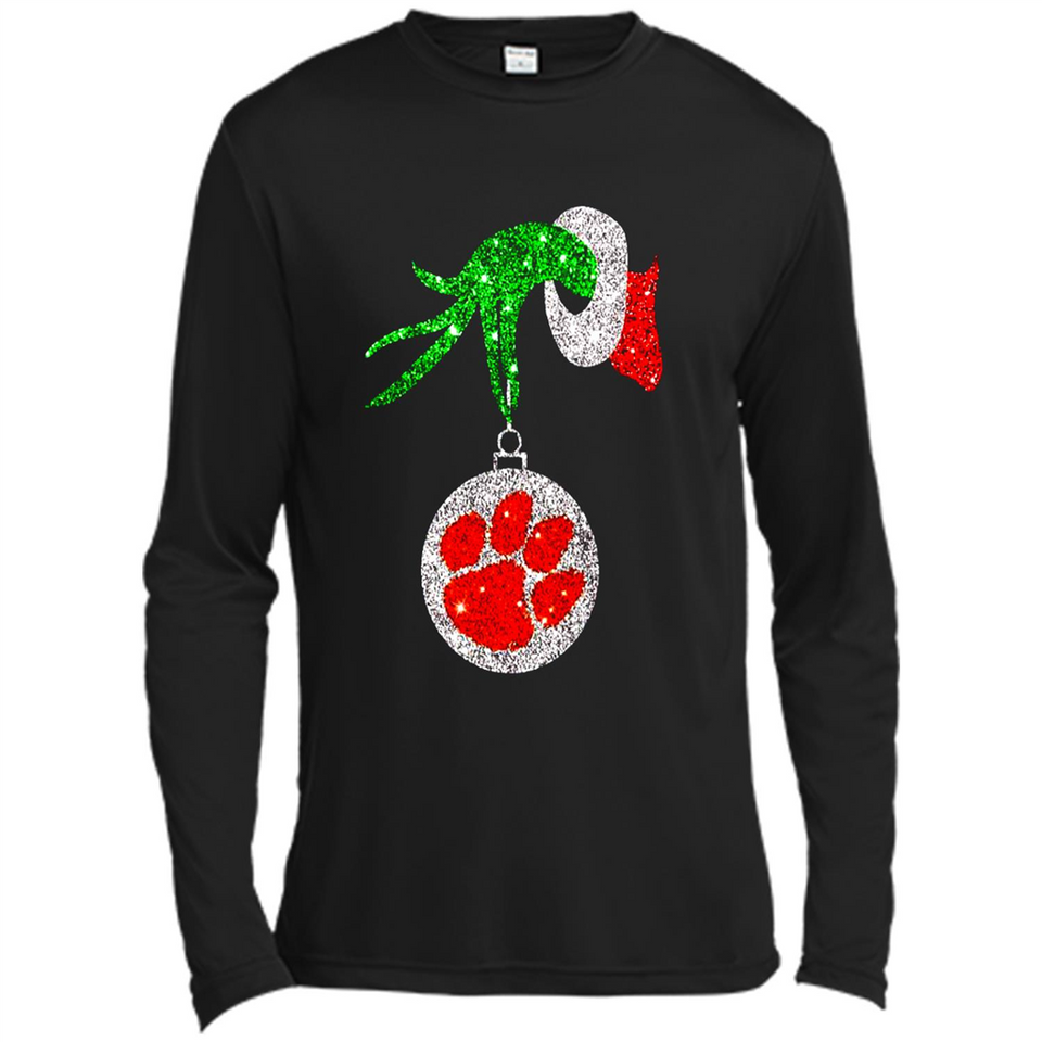 Amazing tee Clemson Tigers Glitter Grinch Monogram Ornament Christmas Gift - Canvas Long Sleeve T-Shirt