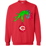 GRINCH HAND HOLDING CINCINNATI REDS GLITTER CHRISTMAS PINGPONG