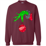 GRINCH HAND HOLDING DETROIT RED WINGS GLITTER CHRISTMAS PINGPONG