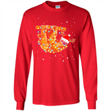 Christmas Lights Sloth Wearing Santa Hat Funny Xmas - Long Sleeve T-Shirt