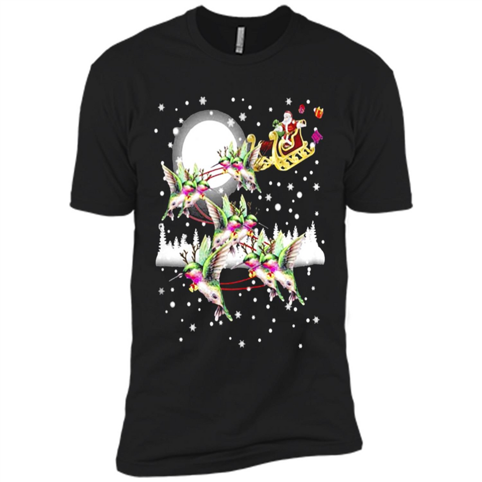 Hummingbird Santa Sleigh - Premium Short Sleeve T-Shirt