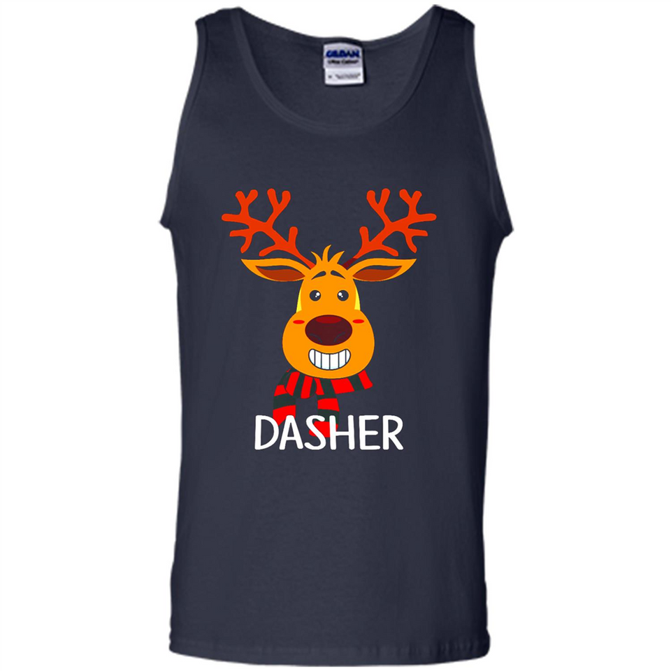 Dasher Reindeer Santa Claus Funny Xmas Holiday T-Shirt - Tank Top