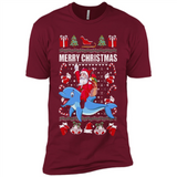 Ugly Christmas Santa Riding Dolphin - Premium Short Sleeve T-Shirt
