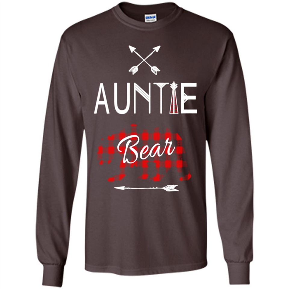 Aunt Shirt Buffalo Plaid Family Camp Bear Tee - Long Sleeve T-Shirt