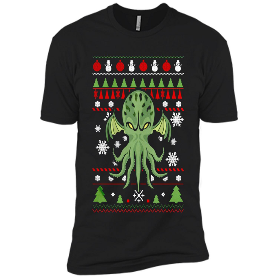 Octopus Ugly Sweater Christmas - Premium Short Sleeve T-Shirt