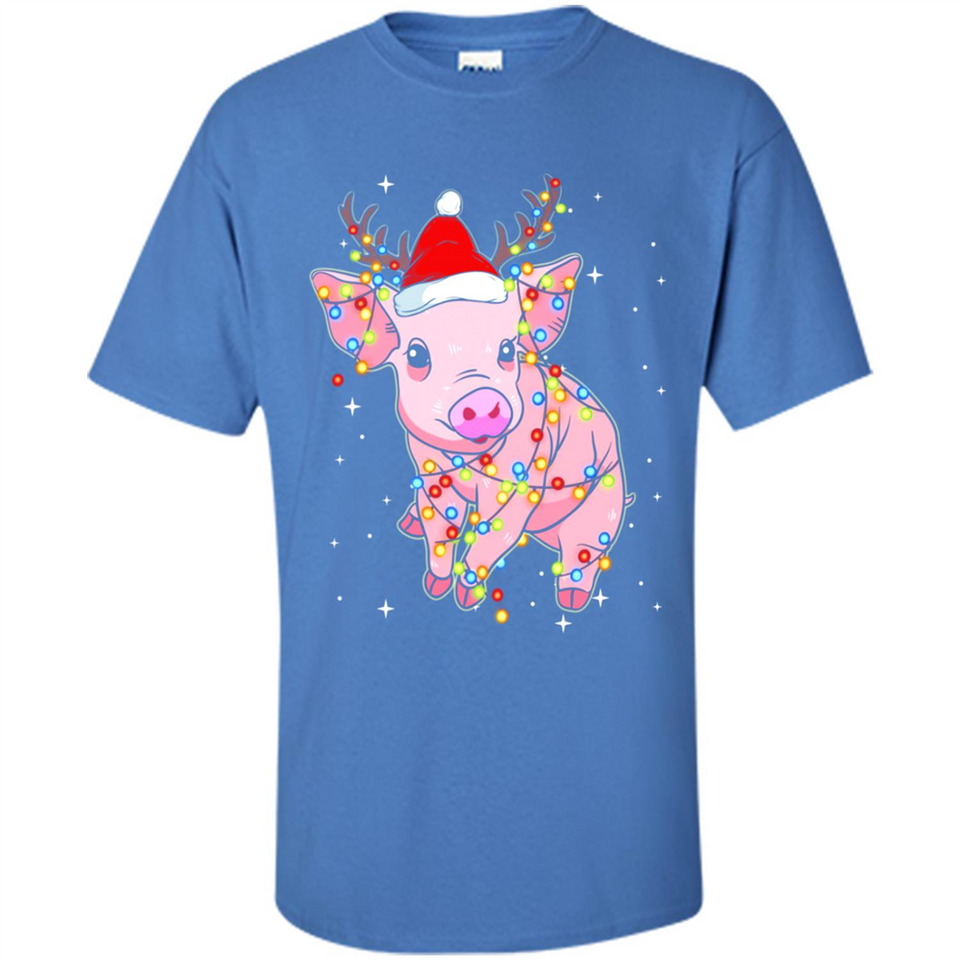 Christmas Lights Pig Wearing Santa Hat Funny Xmas - Shirt