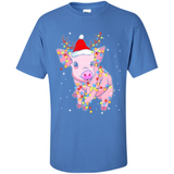 Christmas Lights Pig Wearing Santa Hat Funny Xmas - Shirt
