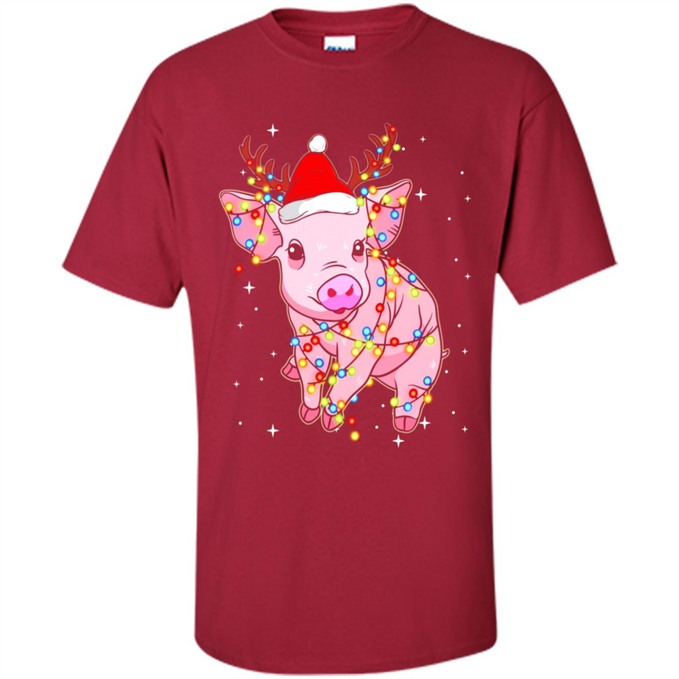 Christmas Lights Pig Wearing Santa Hat Funny Xmas - Shirt