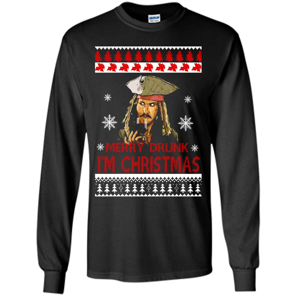 Jack sparrow Merry Drunk I'm Christmas - Long Sleeve T-Shirt