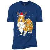 Christmas Lights Shetland Sheepdog Wearing Santa Hat Funny Xmas - Premium Short Sleeve T-Shirt