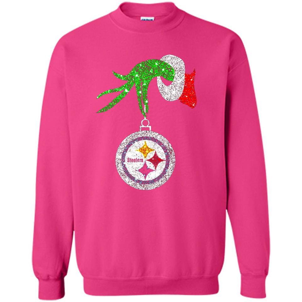 Fantastic Pittsburgh Steelers Glitter Grinch Monogram Ornament Christmas Gift - Sweatshirt