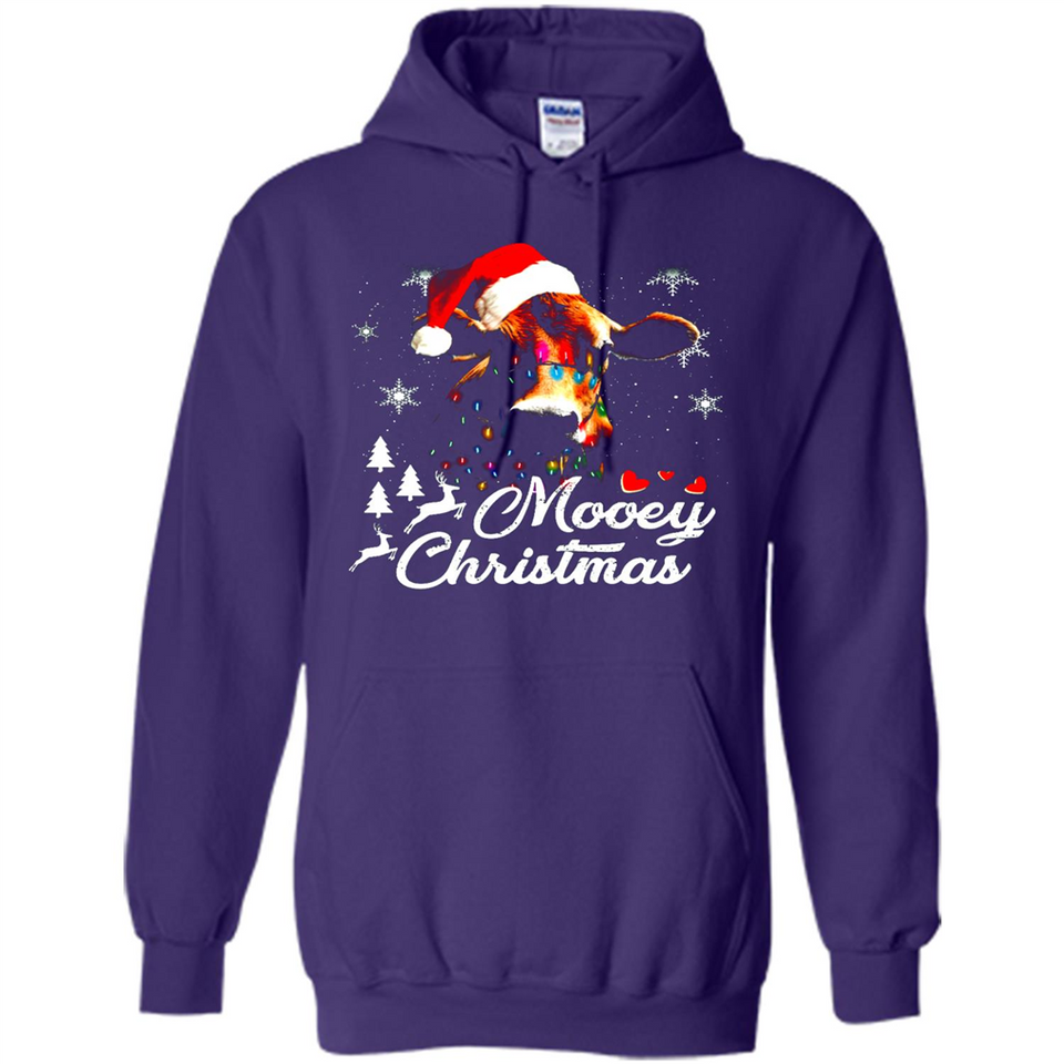 Mooey Christmas Cow Santa Christmas Lover Lights Sweatshirt - Hoodie