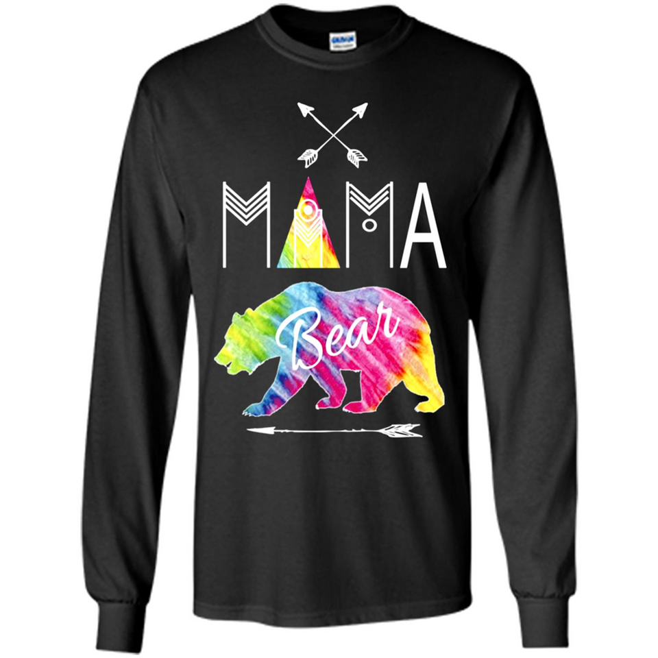 Mama Bear Shirt Tie Dye Family Vacation & Camping Tee - Long Sleeve T-Shirt