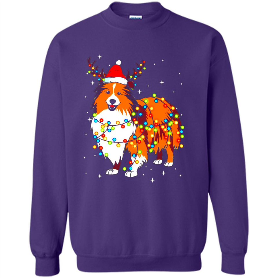 Christmas Lights Shetland Sheepdog Wearing Santa Hat Funny Xmas Mug - Sweatshirt
