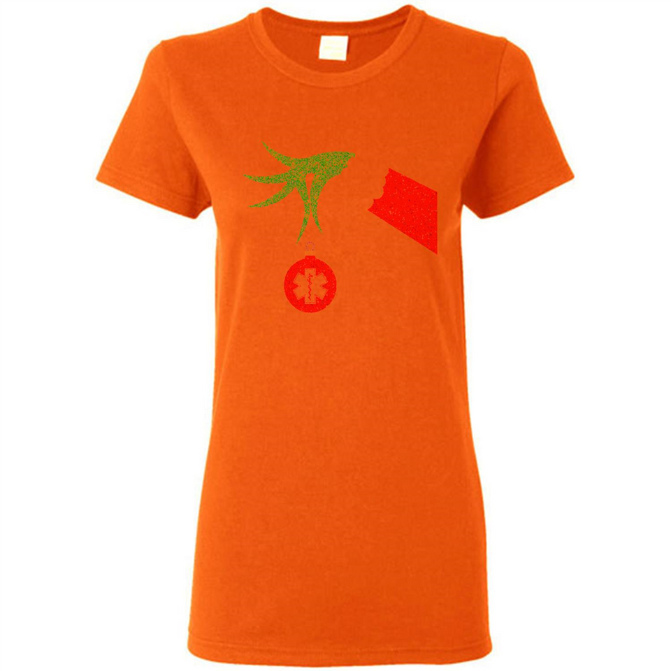 Funny Grinch Hand holding Doctor ornament Christmas Sporty T-Shirt - Ladies Short-Sleeve
