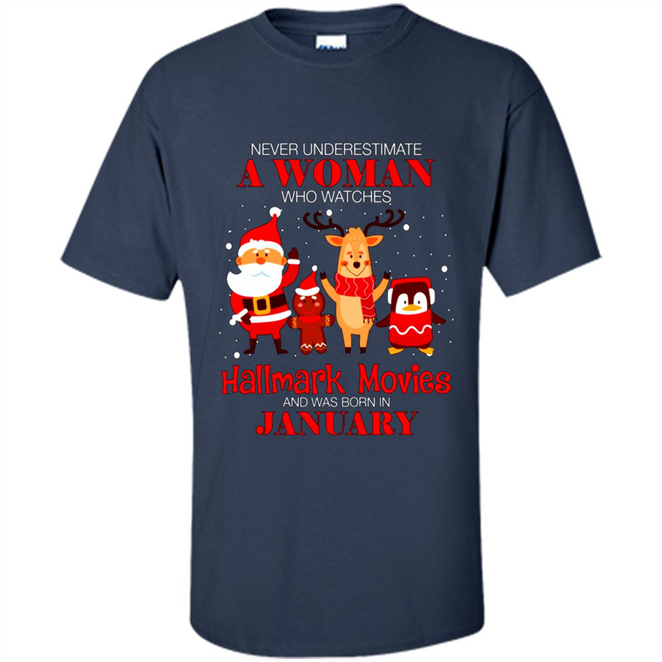Never Underestimate A January Woman Watches Hallmark Movies Sweatshirt PINGPONG