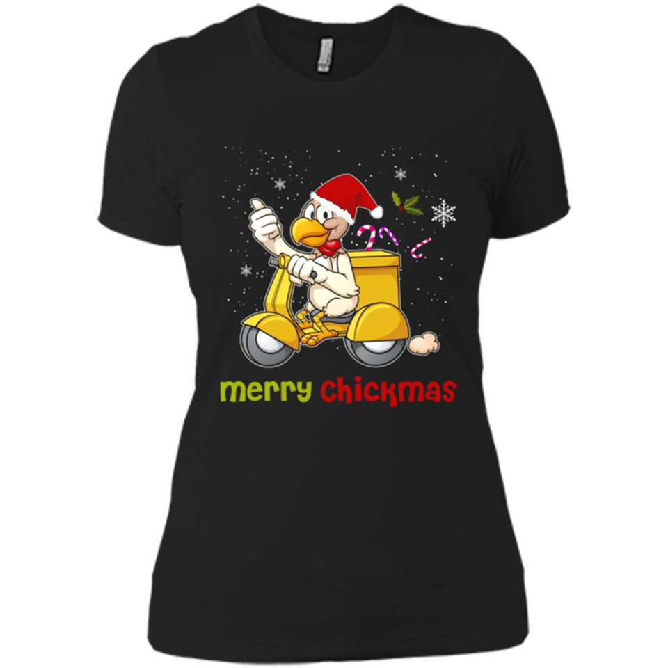 Funny Santa Christmas Chicken Shirt - Merry Chickmas - Ladies' Boyfriend T-Shirt