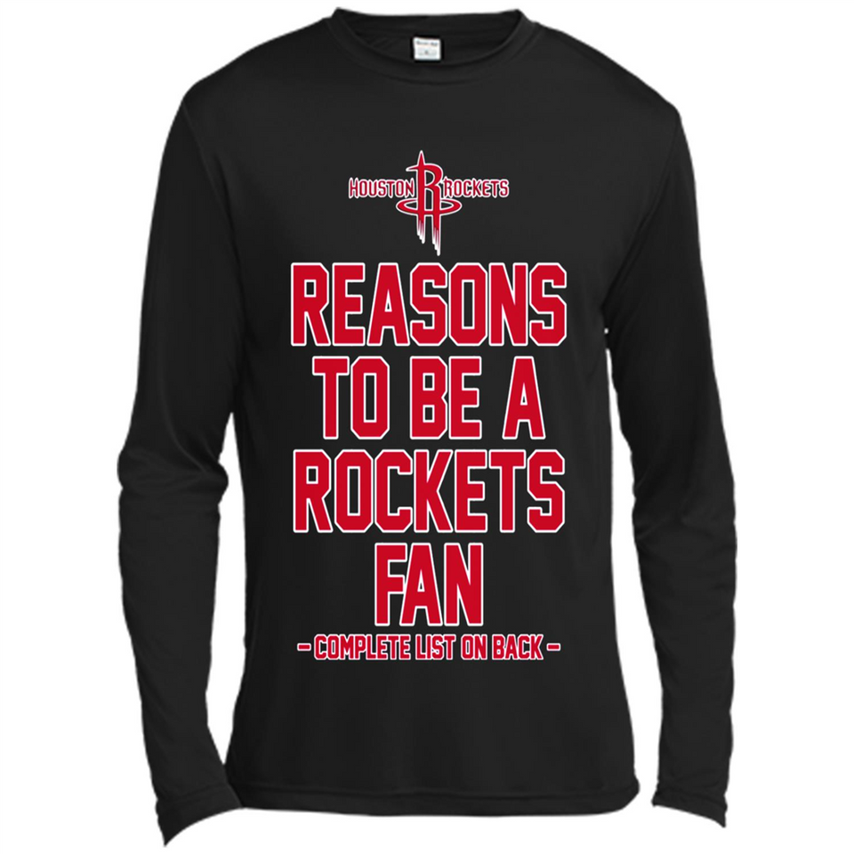 Reasons to be a Houston Rockets Fan Complete List on Back - Canvas Long Sleeve T-Shirt