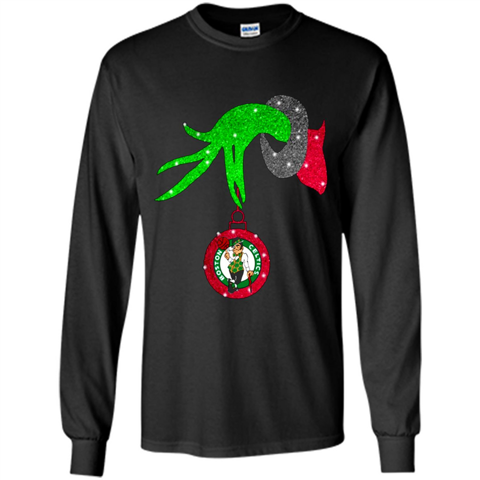 GRINCH HAND HOLDING BOSTON CELTICS NBA GLITTER CHRISTMAS PINGPONG