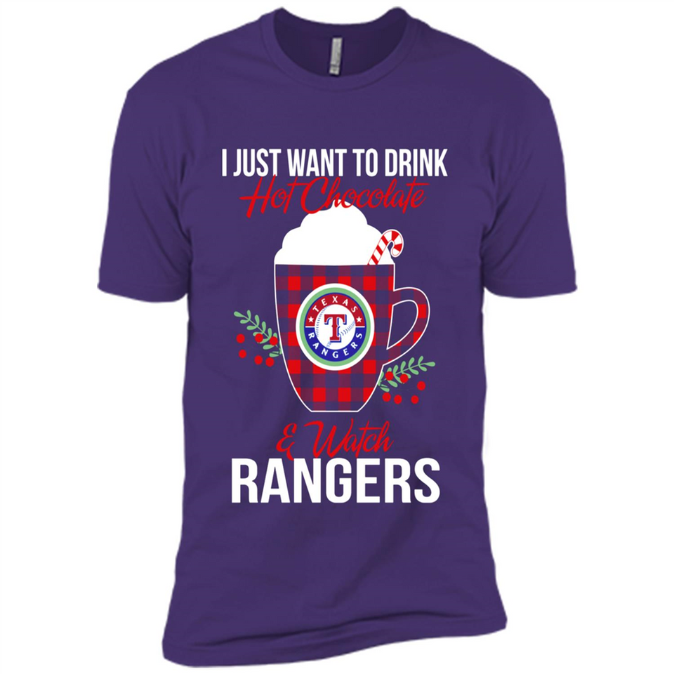 I Just Want To Drink Hot Chocolate & Watch Texas Rangers Ugly Christmas Sweater PINGPONG