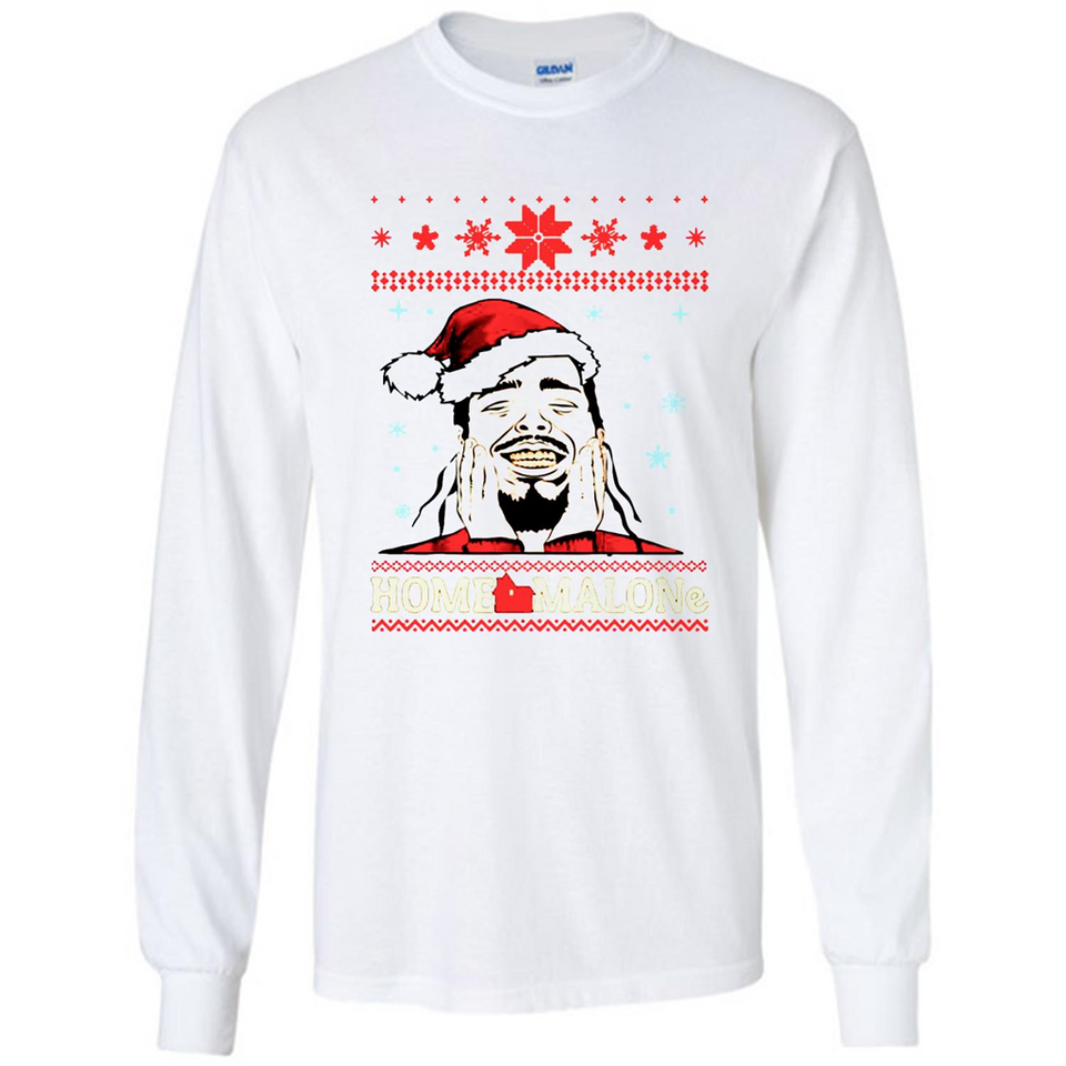 Home Malone Christmas Sweater PINGPONG - Long Sleeve T-Shirt