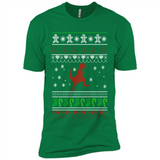 Dinosaur and Santa Ugly Christmas Sweater - Premium Short Sleeve T-Shirt