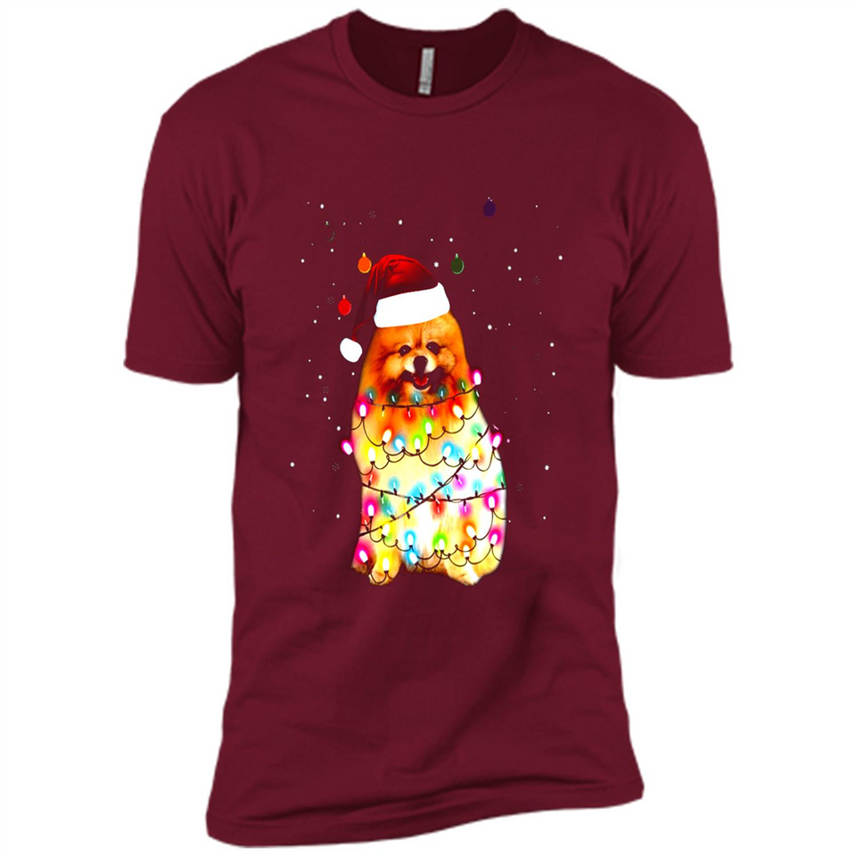 Pomeranian Santa Lights Christmas Dog Xmas Sweatshirt - Premium Short Sleeve T-Shirt