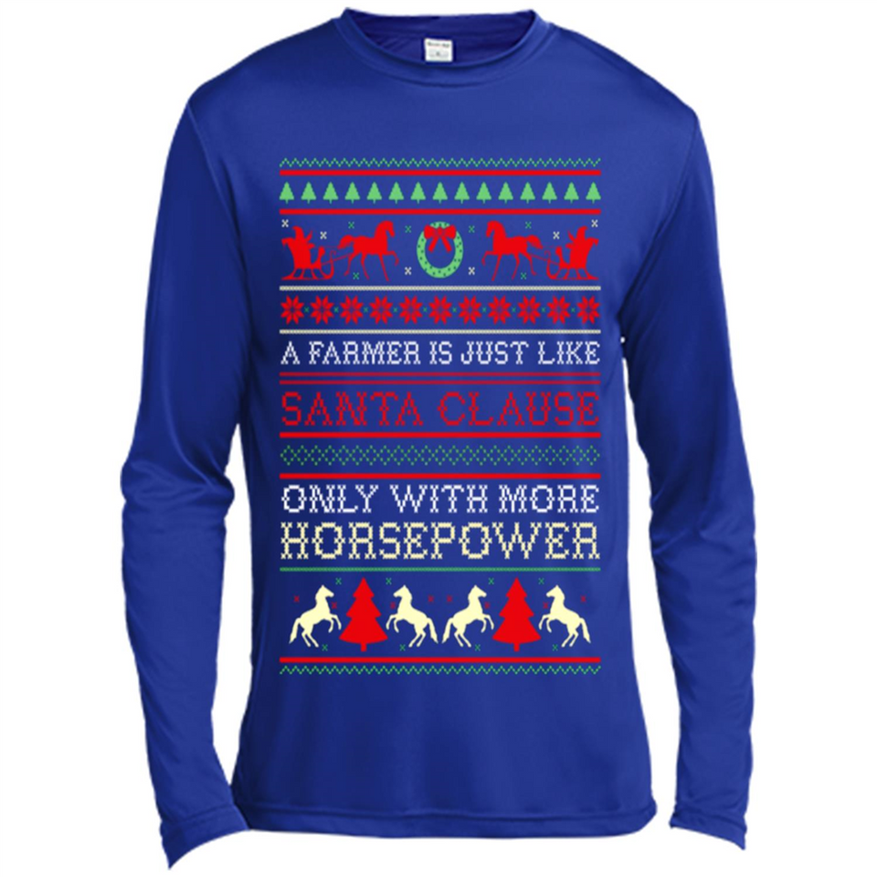 Funny Farmers Gift Ugly Santa Claus Horsepower - Canvas Long Sleeve T-Shirt