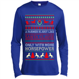 Funny Farmers Gift Ugly Santa Claus Horsepower - Canvas Long Sleeve T-Shirt