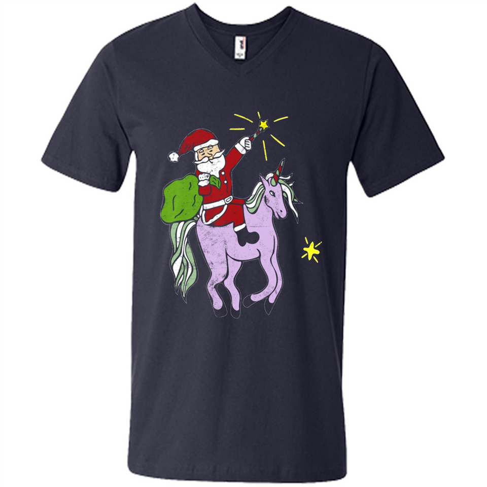 Distressed Retro Santa Riding Unicorn - Men's V-Neck