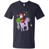 Distressed Retro Santa Riding Unicorn - Men's V-Neck