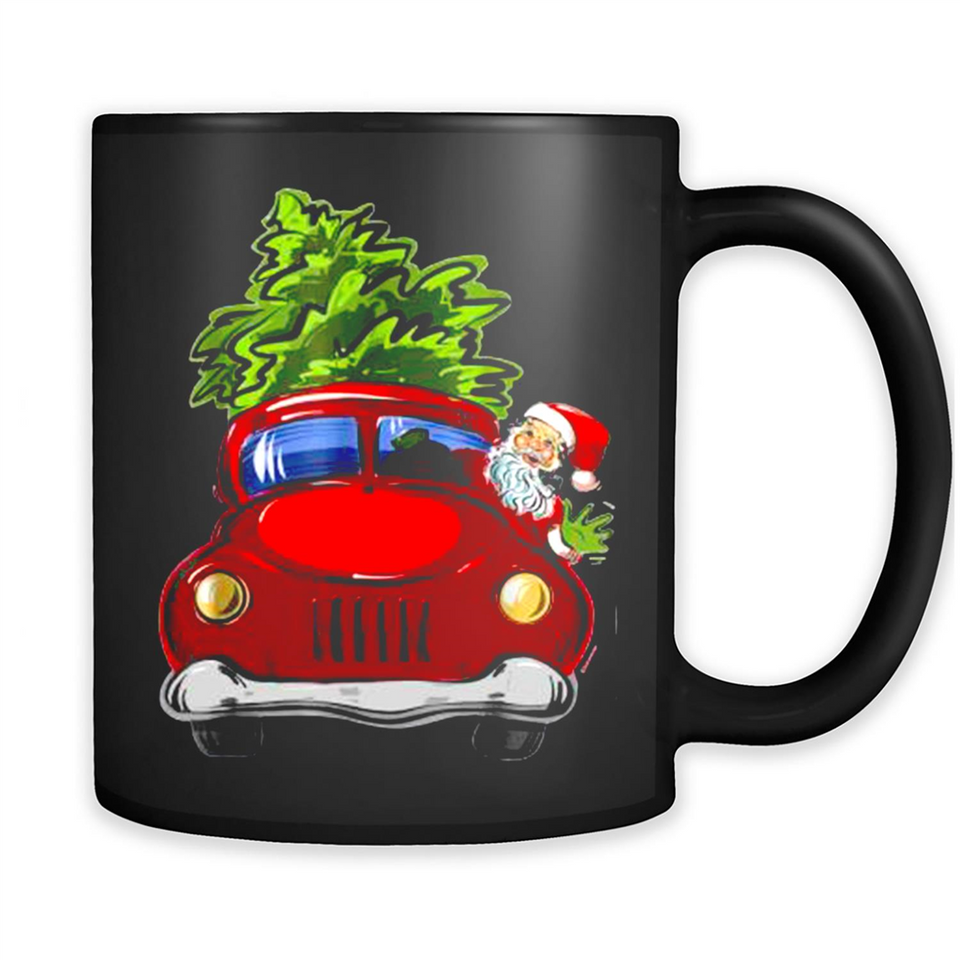 Vintage Santa red Truck Christmas Tree PINGPONG