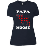 Papa Moose Funny Christmas Plaid Buffalo T-Shirt - Ladies' Boyfriend T-Shirt