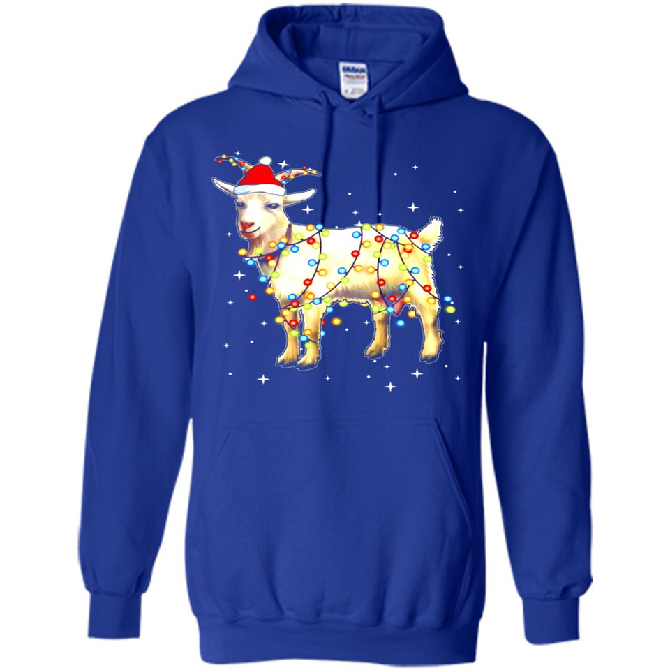 Christmas Lights Goat Wearing Santa Hat Funny Xmas - Hoodie