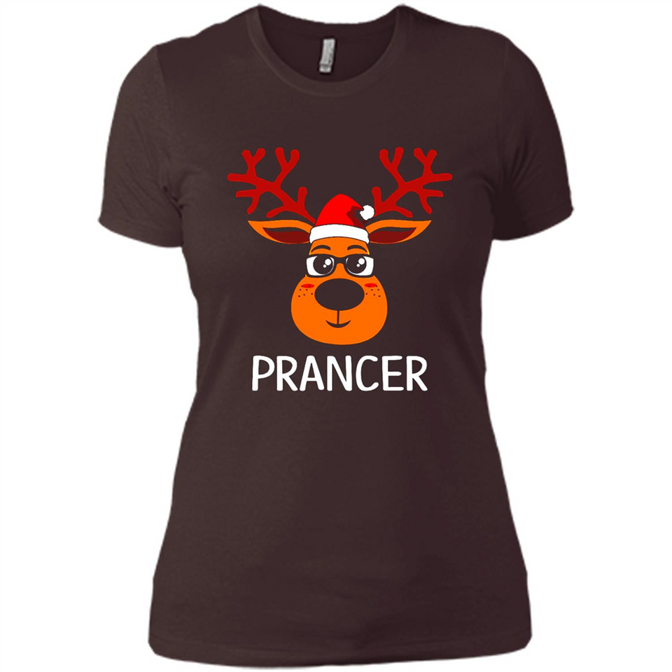 Prancer Reindeer Santa Claus Funny Xmas Holiday T-Shirt - Ladies' Boyfriend T-Shirt