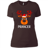 Prancer Reindeer Santa Claus Funny Xmas Holiday T-Shirt - Ladies' Boyfriend T-Shirt