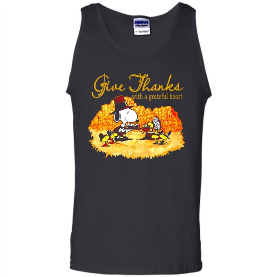 Snoopy Thanksgiving Give Thanks With A Grateful Heart - Tank Top
