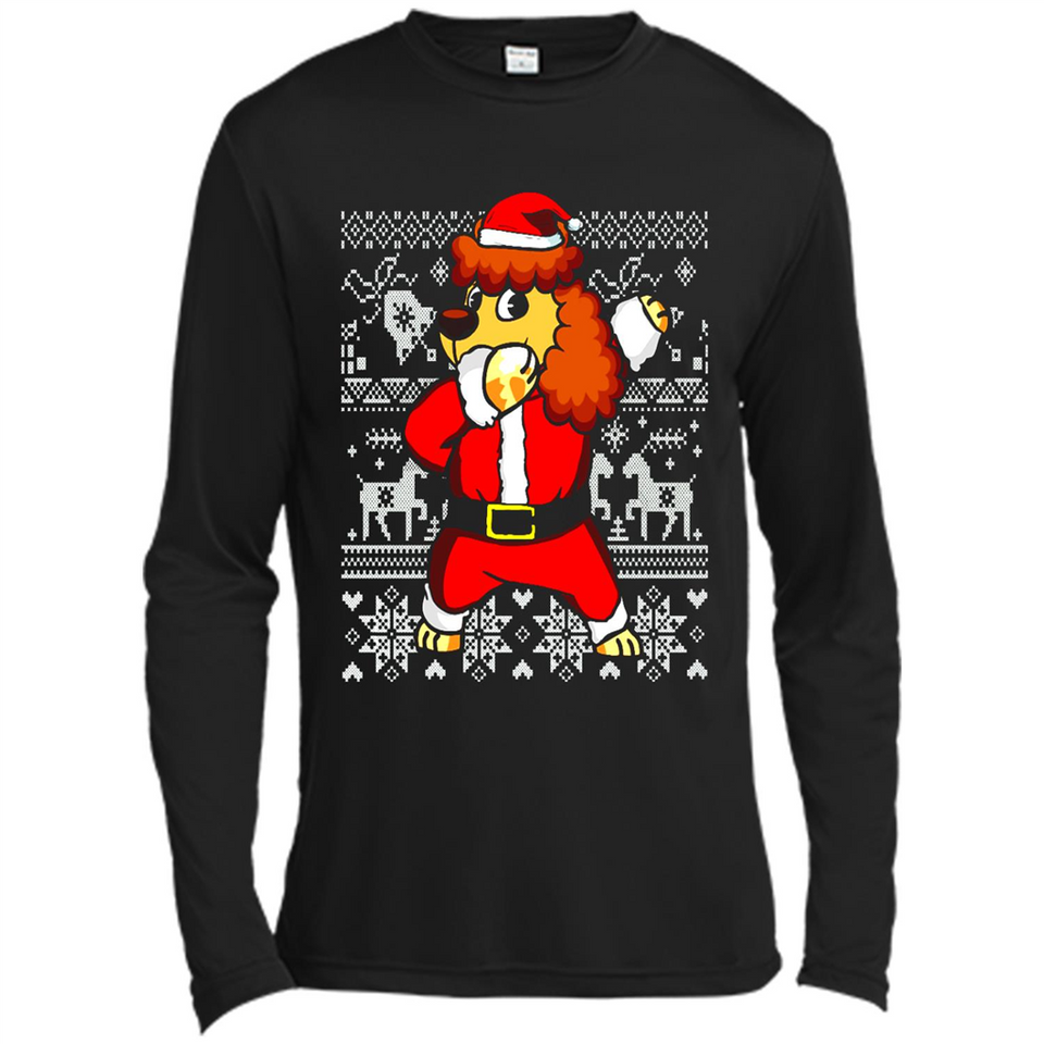 Dabbing Poodle Santa Christmas Holiday Sweatshirt - Canvas Long Sleeve T-Shirt