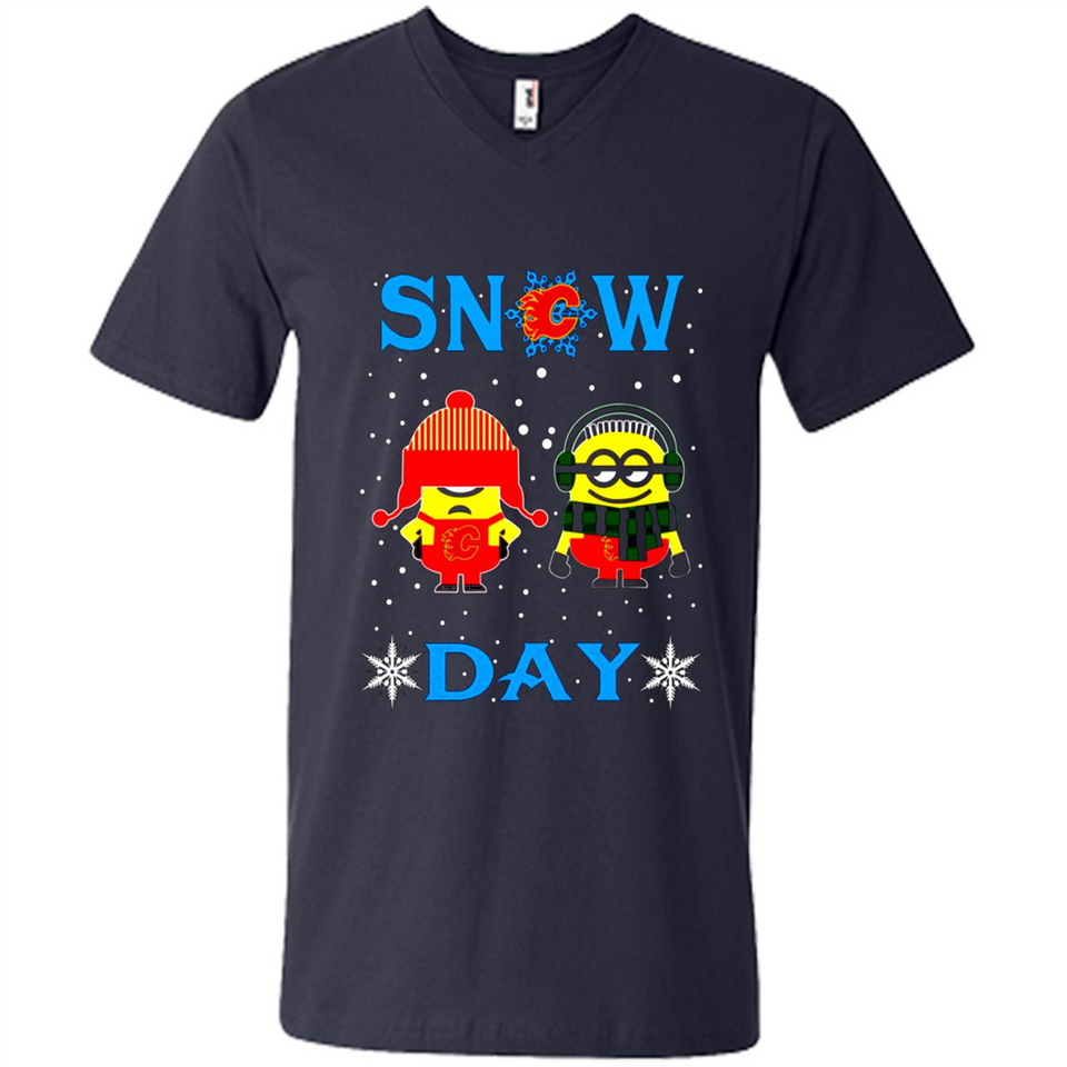 Snow Day Shirt For Calgary Flames Vs Minion Fans pingpong