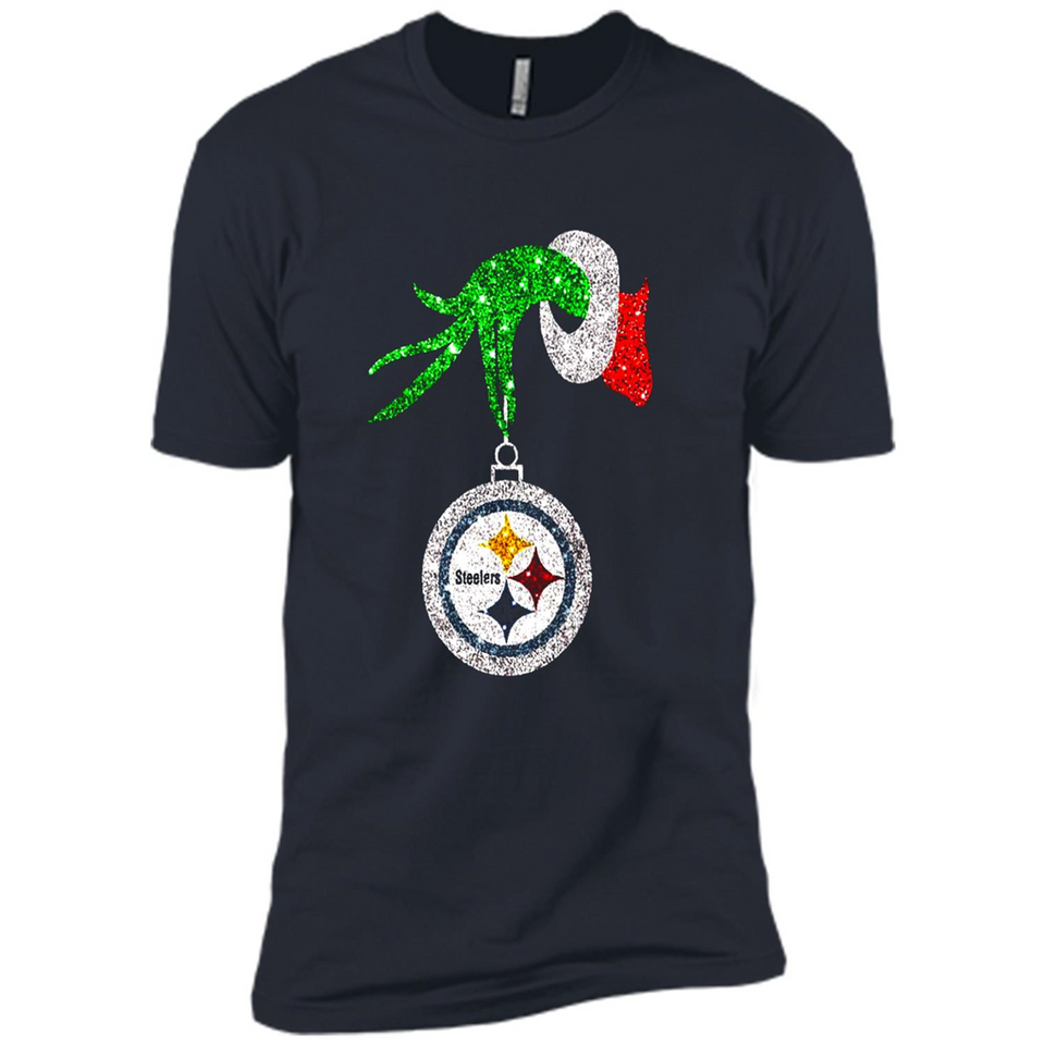 Fantastic Pittsburgh Steelers Glitter Grinch Monogram Ornament Christmas Gift - Premium Short Sleeve T-Shirt