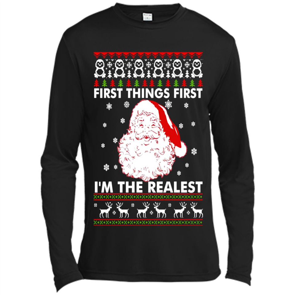 Santa First things first i’m the realest Christmas - Canvas Long Sleeve T-Shirt