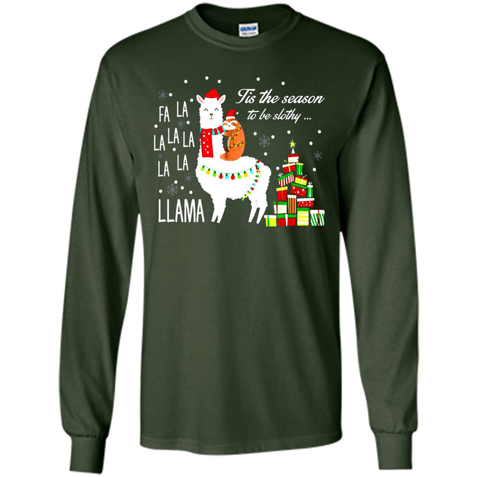 Llama Tis the season to be slothy Christmas sweatshirt PINGPONG - Long Sleeve T-Shirt