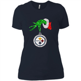 Fantastic Pittsburgh Steelers Glitter Grinch Monogram Ornament Christmas Gift - Ladies' Boyfriend T-Shirt