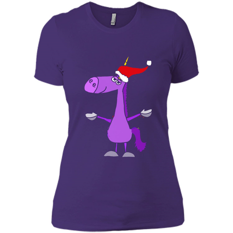 Funny Christmas Unicorn in Santa Hat - Ladies' Boyfriend T-Shirt