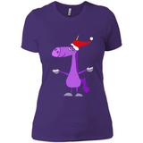Funny Christmas Unicorn in Santa Hat - Ladies' Boyfriend T-Shirt