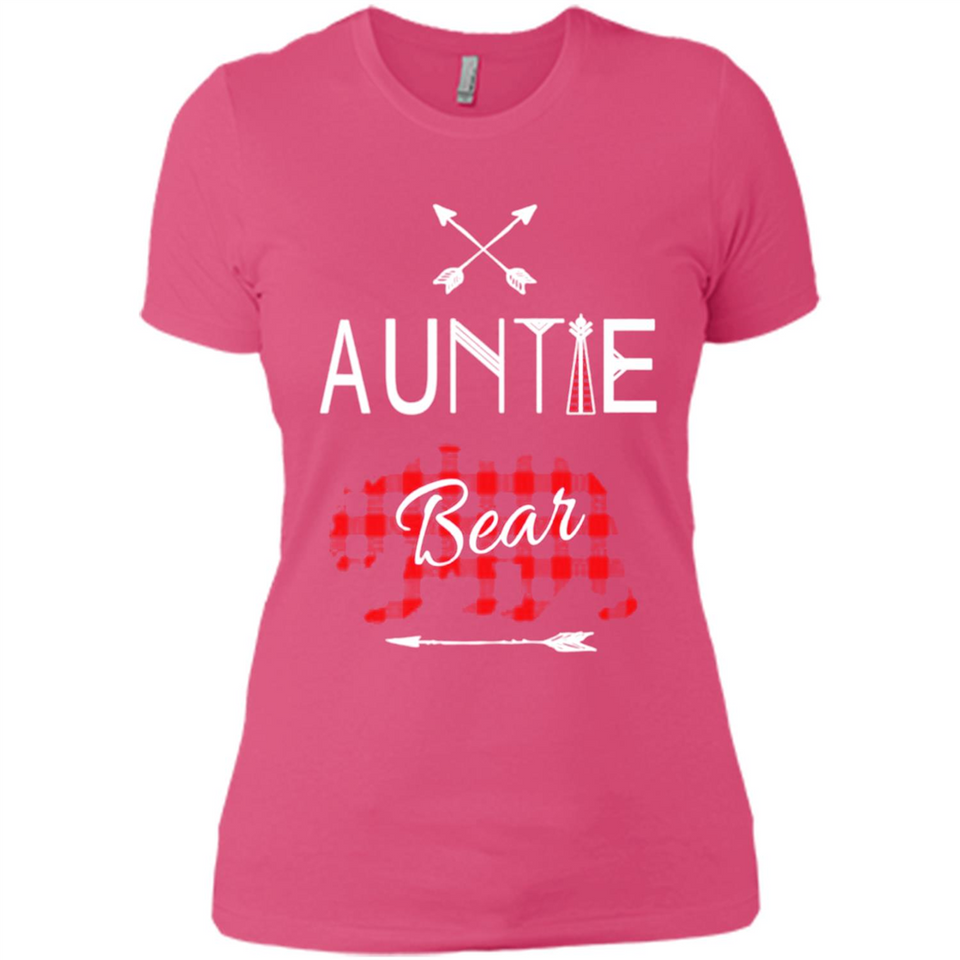 Aunt Shirt Buffalo Plaid Family Camp Bear Tee - Ladies' Boyfriend T-Shirt