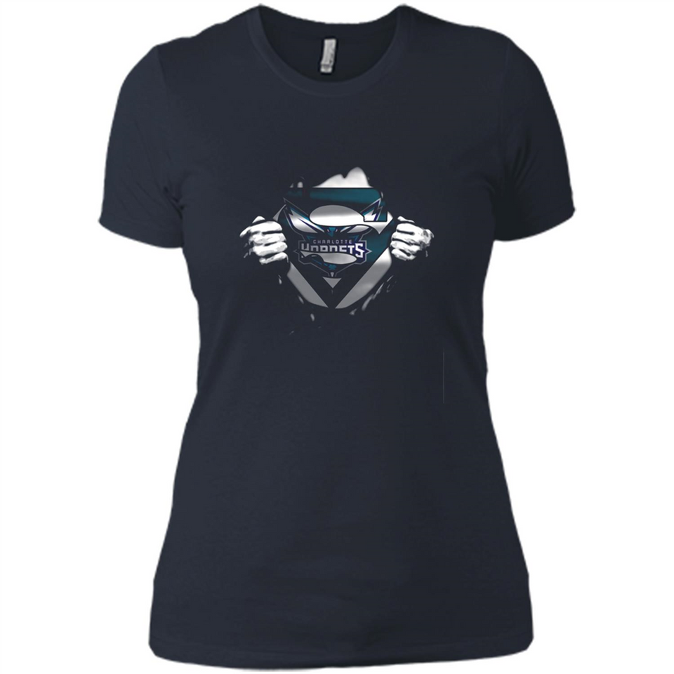Charlotte Hornets And Superman Fans - Ladies' Boyfriend T-Shirt