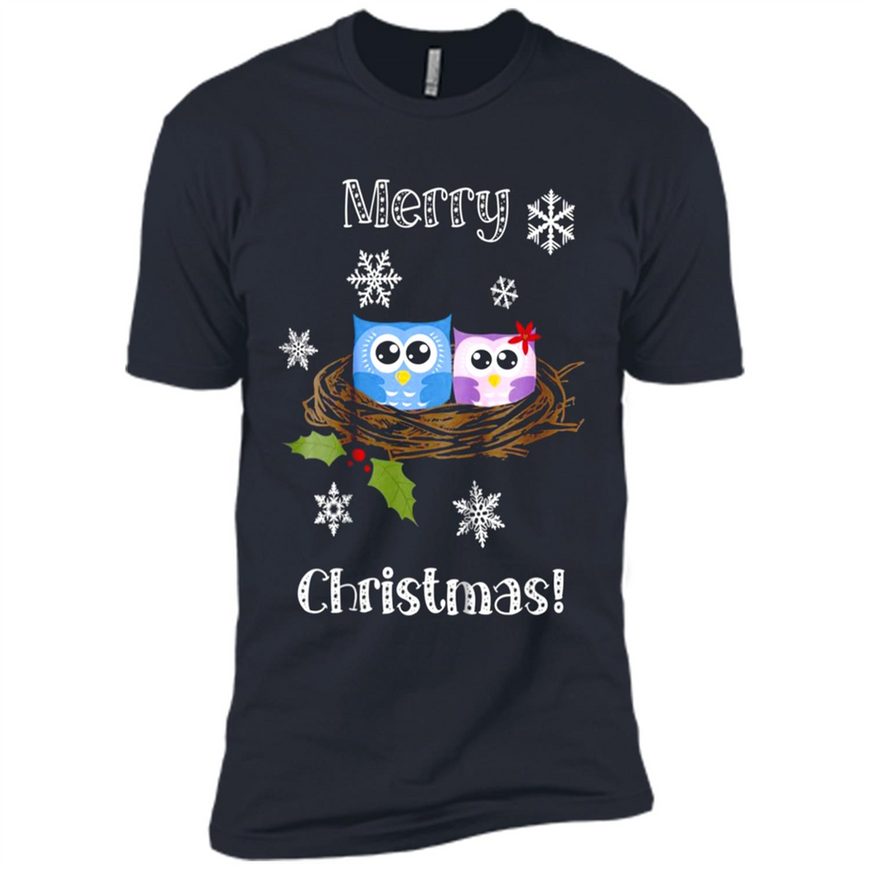 Cute Christmas Shirt Merry Christmas Snowflakes Owls Nest