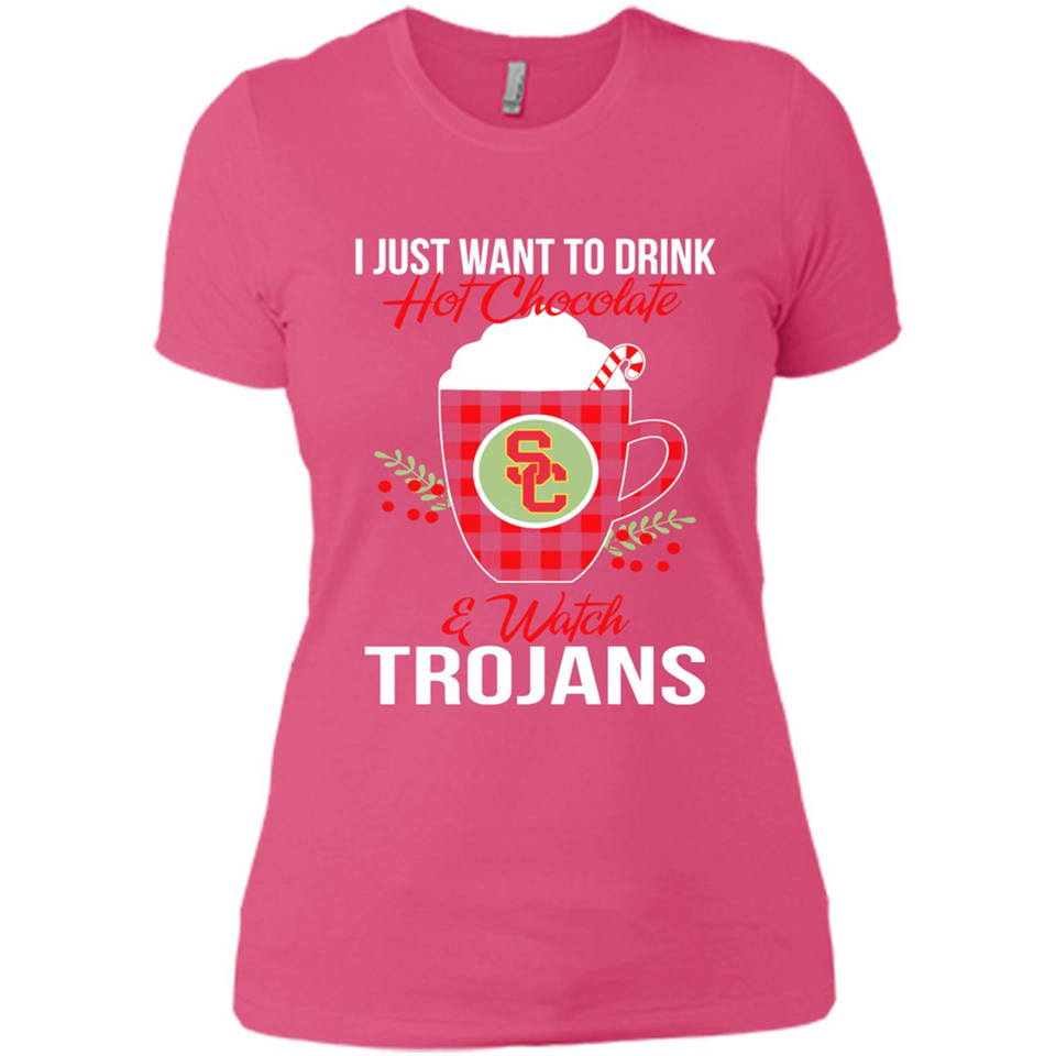 I Just Want To Drink Hot Chocolate & Watch USC Trojans Ugly Christmas Sweater PINGPONG