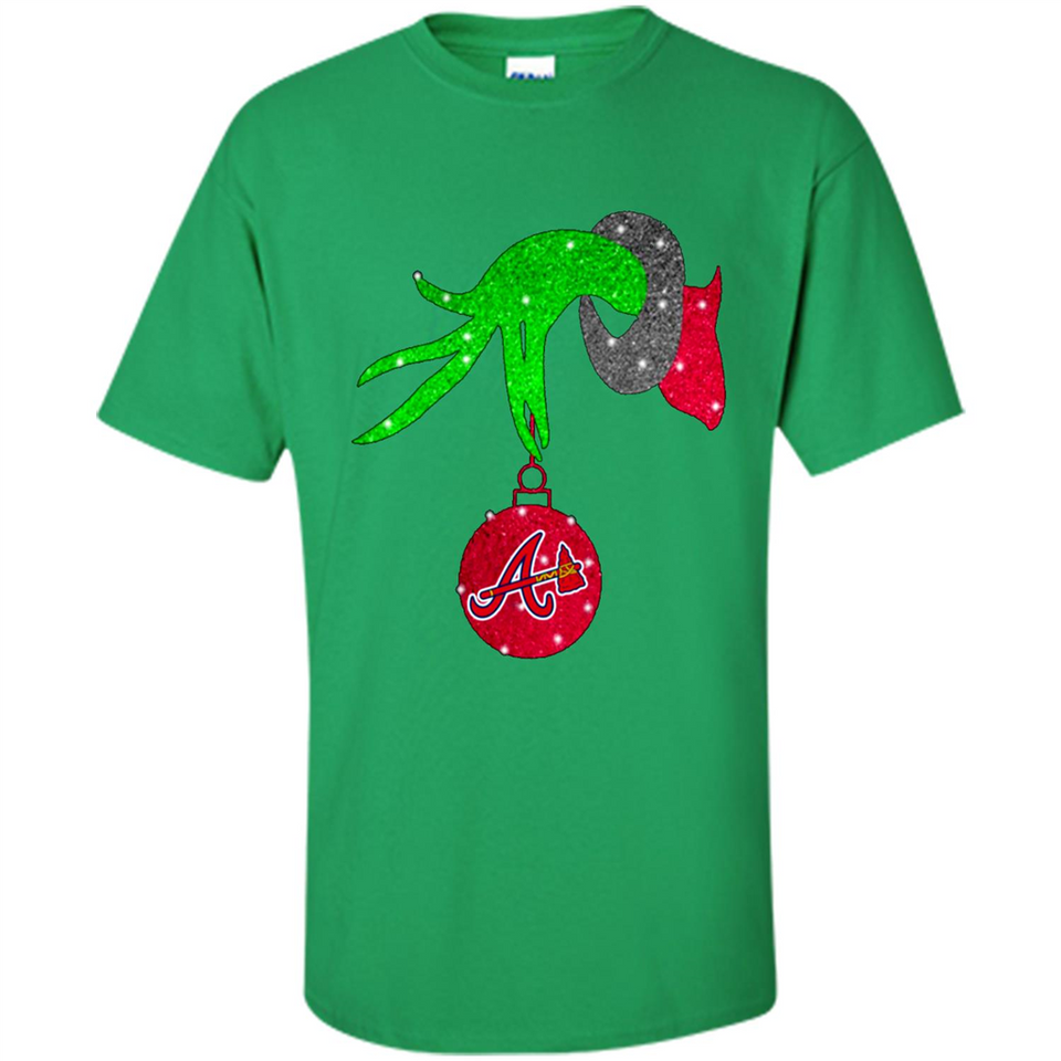 GRINCH HAND HOLDING ATLANTA BRAVES GLITTER CHRISTMAS PINGPONG